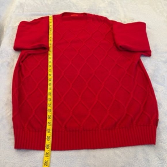 Izod Men's Crew Neck Sweater Cable Knit Red XL - Picture 4 of 15